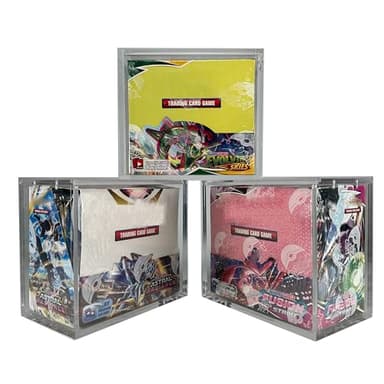 Booster Box Acrylic Case (3 Pack) - 6MM Thick Sliding Magnetic Lid Protective Acrylic Container Fits With Pokemon Card Display Case For Hard Plastic Pokemon Booster Box Storage Clear Holder Protector