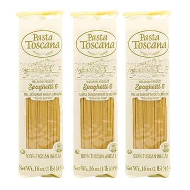 Pasta Toscana | Bronze Die Pasta | Italian Durum Wheat Semolina | Bronze die Pasta, 16 oz (Pack of 3, Spaghetti)