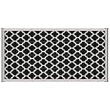 Outsunny Reversible Outdoor Rug, 9' x 18' Waterproof Plastic Straw Floor Mat, Portable RV Camping Carpet, Large Floor Mat for Backyard, Deck, Picnic, Beach, Black & Beige