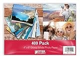 Better Office Products Premium Glossy Photo Paper, 4 x 6 inch, 400 Sheets, 200 gsm, 4 x 6, 400-Count Pack