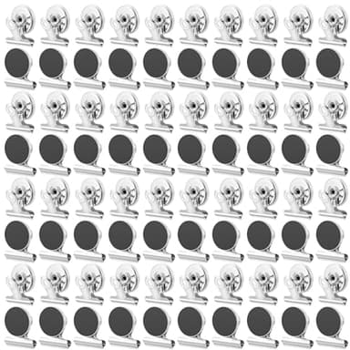 80 Pack Strong Magnetic Clips with Heavy Duty Magnets, Industrial Magnet Clip for Fridge Office Classroom Locker, 1.18"x1.53" Round Clips with Magnets (Iron & Neodymium)