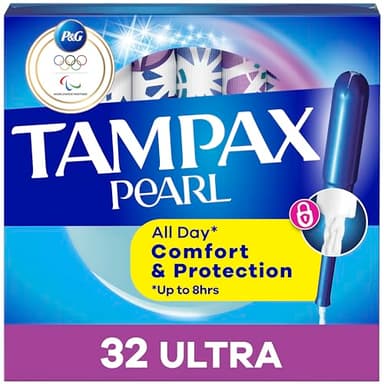 Tampax Pearl Tampons Ultra Absorbency with Leakguard Braid, Unscented, 32Count
