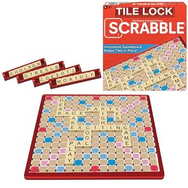 Tile Lock Scrabble by Winning Moves Games USA, Innovative Gameboard Locks Tiles in Place, for 2 to 4 Players, Ages 8 and Up