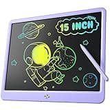 LCD Writing Tablet for Kids, Kidopire 15 Inch Large Screen Doodle Board, Colorful Drawing Writing Board Tablet Kids Age 3-12+ Birthday Erasable Drawing Pad Message Practice Note Learning Toys, Purple