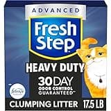 Fresh Step Clumping Cat Litter, Heavy Duty Advanced, Long Lasting 30-Day Odor Control with Odor Eliminating Carbon, 17.5 lb