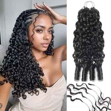 Human Crochet Hair for Black Women Burmese Curly Human Hair Crochet Bundles 20 Inch 50g Pre-Separated Feather Crochet Human Hair Wet and Wavy Invisible Miracle Knots Hair Natural Black