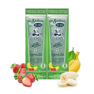 Dr. Sheffield’s Certified Natural Toothpaste (Strawberry Banana) - Great Tasting, Fluoride Free Toothpaste/Freshen Your Breath, Whiten Your Teeth, Reduce Plaque (2-Pack)