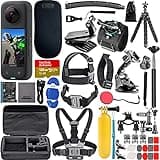Insta360 X3 - Waterproof 360 Action Camera | 48MP Sensors | 5.7K HDR Video | 72MP 360 Photo Bundle with SanDisk Extreme 128GB Memory, High Speed Card Reader + 50 Piece Insta 360 Accessory Kit