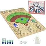 Medikaison Baseball Dice Board Game Solid Wood Dice and Marble Board Game Fun Double Battle Table Game for Adults Family, Party and Holiday Gatherings (Log Color)