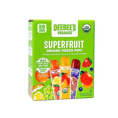 DeeBee's Organics Classic SuperFruit Freezie Pops, No Added Sugars, No Artificial Flavors or Colors (Pack of 50)