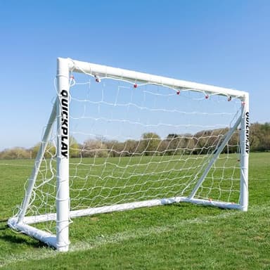 QUICKPLAY Q-Fold Soccer Goal, White, 72x48x24 inches, All-Weather, 30 Second Setup, uPVC, Patented Flexi-Joint System, No Sag Crossbar, Includes Net and Ground Pegs