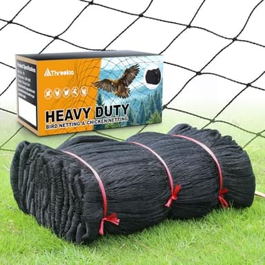 Heavy Knotted Poultry Netting for Chicken Run, 2" Mesh, 50x50 ft HDPE Chicken Coop Netting Cover, Hawk Netting for Chickens, Guards Poultry, Pets & Birds Against Raccoons & Predators
