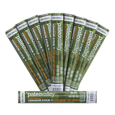Paleovalley 100% Grass Fed Venison Sticks – 10 Pack – Keto-Friendly, High Protein, Low-Calorie Snack – Omega-3 Rich, Gluten-Free, Nitrate-Free, Naturally Flavored – Healthy On-the-Go Meat Snack