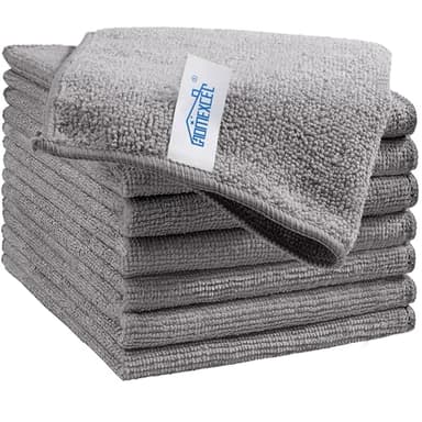 HOMEXCEL Grey Microfiber Cleaning Cloth, 8 Pack Cleaning Towels for Kitchen, Lint Free, Scratch-Free, Highly Absorbent, and Reusable Cleaning Rags for House, Window and Glass, Cars, 11.5 X11.5 inch