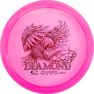 Latitude 64 Opto Diamond Disc Golf Fairway Driver | Easy to Throw Disc Golf Beginner Driver | Durable Premium Plastic | High Glide w/Understable Flight & Great Control | 150-160g (Pink)