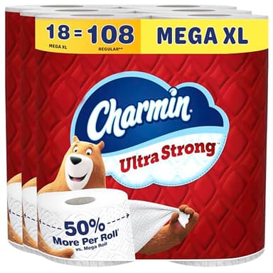Charmin Ultra Strong Toilet Paper, 18 Mega XL Rolls = 108 Regular Rolls