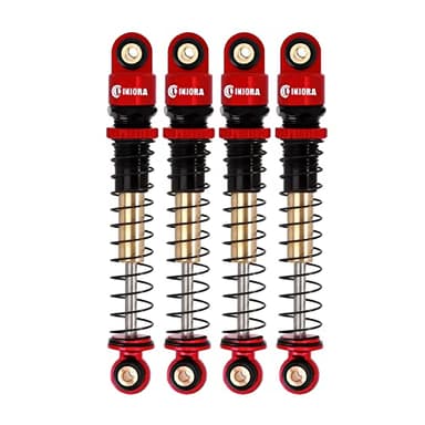 INJORA 43mm Aluminum Shocks Threaded Tele Shock Absorber Damper for 1/24 RC Crawler Car Axial SCX24 AXI90081 Deadbolt Micro Crawler(Red)