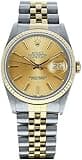 Rolex Mens Datejust Model 16013 36mm Steel & 18k Gold Watch Champagne Stick Dial (Certified Preowned)