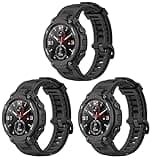 TenCloud Silicone Watch Band, 3 Pack for Amazfit T-Rex Pro & T-Rex - Black (A1918) - Fits 5.5''-8.5'' Wrist, Soft, Durable, Lightweight, Breathable, Compatible Devices Gift