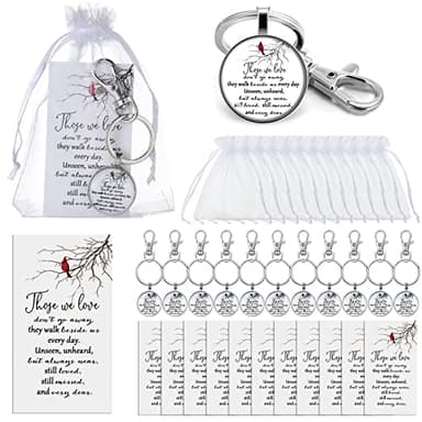 Fumete 12 Set Red Cardinal Keychain Memorial Funeral Sympathy Gift Key Ring