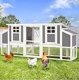 AECOJOY 98'' Extra Large Chicken Coop with Run, Wood Chicken House with 4 Nesting Boxes & Pull-Out Tray for 6-8 Chickens, Outdoor Hen Fence Poultry Pet Cage for Backyard