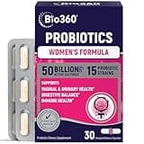 Bio360 Probiotics for Women Vaginigal Health - Supports pH Balance, Vaginal, Urinary, & Digestive Health - 50 Billion CFU & 15 Unique Strains for Healthy Vaginal Odor & Vaginal Flora - Shelf Stable