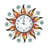HOBYLUBY Sun Outdoor Clock with Thermometer and Hygrometer Combo, Silent No-Ticking Outdoor Wall Clock, Waterproof Quartz Clock for Patio, Living Room, Kitchen, Garden, Total Size: 13 Inch