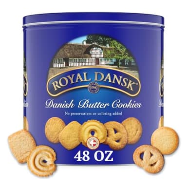 Royal Dansk Danish Butter Cookies, 48oz Exclusive Tin, Traditional Assortment, Made with Real Butter, Perfect for Sharing with Recyclable Tin