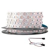SVFISHKK WS2812B LED Strip Individual Addressable Light 16.4FT 60Pixels/m 300Pixels Dream Color SMD 5050 LED Pixel RGB Strip Non-Waterproof DC5V (White PCB)