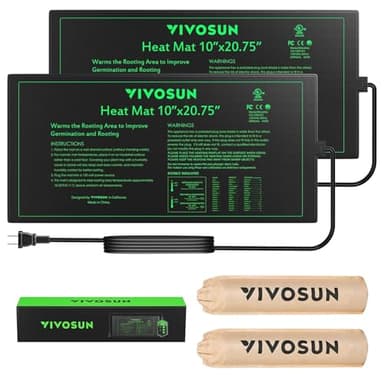 VIVOSUN 2 Pack Durable Waterproof Seedling Heat Mat 10" x 20.75" UL & MET-Certified Warm Hydroponic Heating Pad for Germination, Indoor Gardening, Greenhouse