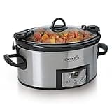 Crock-Pot 6 Quart Cook & Carry Programmable Slow Cooker with Digital Timer, Stainless Steel (CPSCVC60LL-S), Ideal for Portable Cooking