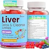 3000mg Liver Cleanse Detox & Repair Gummies | Milk Thistle 2000mg with Turmeric Dandelion Root & Artichoke for Liver Detox, Liver Support & Renew, Antioxidant, Gut, Skin - Fruit Flavor, 60 Gummies