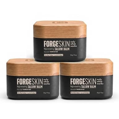 Forge Skin® Wrinkle Defense Beef Tallow Balm for Men [TALLOW-BASED] Moisturizer for Face Hydration - Hydrating AntiAging Skin Cream Natural Facial Skincare Lotion with Essential Oils (1.7oz Each) 3pk