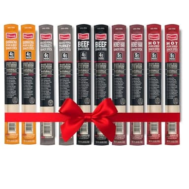 Jerky.com Meat Stick Variety Pack 10 Count Sampler of Beef Sticks, Turkey, Hot, Sriracha & Honey Ham | High Protein, Keto Snack Sticks | Low Carb, No MSG, Gluten-Free | Individually Wrapped Jerky Gifts for Men