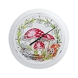Taylor Forest Mushrooms Indoor Outdoor Dial Thermometer, Wireless Thermometer with Easy to Read Numbers for Patio, Pool, Garage and Indoor Areas, 8.5-inch, White
