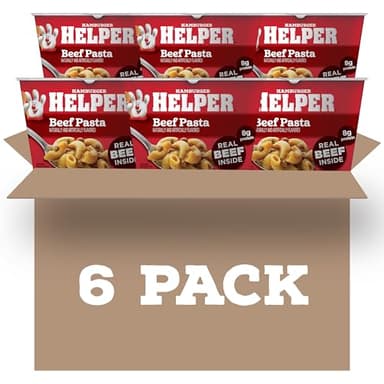 Hamburger Helper Beef Pasta Microwave Cup (2 oz - 6 Pack) No Artificial Flavors, Ready in 4 Minutes, Quick Meals for Midweek Dinners, Busy Evenings & Families On-the-Go
