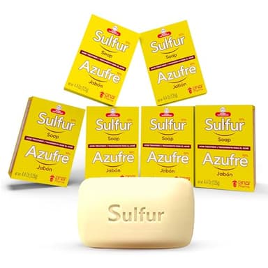 Grisi Sulfur Soap for Acne Treatment, Deep Cleansing Bar with 10% Azufre, Reduces Breakouts and Excess Oil, 4.4 oz, 6-Pack