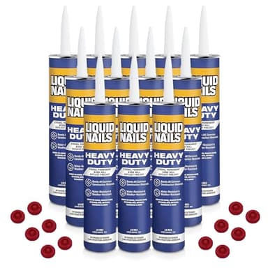SchayCo 12 Pack Caulk Saver Caps with Case of 12 Liquid Nails LN903 Heavy-Duty Construction Adhesive 10 Oz