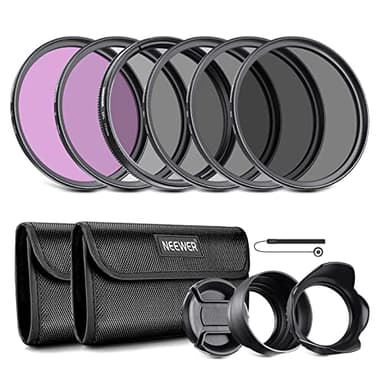 NEEWER 77mm ND Lens Filter Kit: UV, CPL, FLD, ND2, ND4, ND8, Lens Hood and Lens Cap Compatible with Canon Nikon Sony Panasonic DSLR Cameras with 77mm Lens