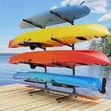 Bonnlo Kayak Storage Rack - Adjustable Heavy Duty Rack for 4 Kayaks or Paddle Boards, Paddle Holder for Garage, Holds up to 548 lbs, Spacesaver, Gentle on Padding, Boat Organizer