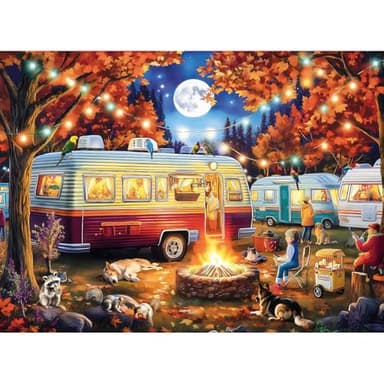 HQXXJW 500 Pieces Puzzle for Adults Elderly, Puzzles for Adults 500 Pieces, Forest Camping Night Jigsaw Puzzle, Challenging Puzzle Perfect for Game Nights, 20.5 X 15 in