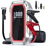 Jump Starter with Air Compressor, 5000A 150PSI Car Battery Jump Starter (9.0 Gas/8.0L Diesel), 12V Jump Box Car Battery Jumper Starter Portable with Jumper Cables, LCD Display, Lights