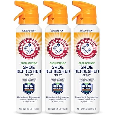 Arm and Hammer Shoe Refresher Spray, Multi-Purpose Odor Remover for All Types of Footwear, Shoe Deodorizer Spray, Shoe Odor Eliminator, Shoe Spray, Shoe Smell Eliminator, 4 oz (3 Pack)