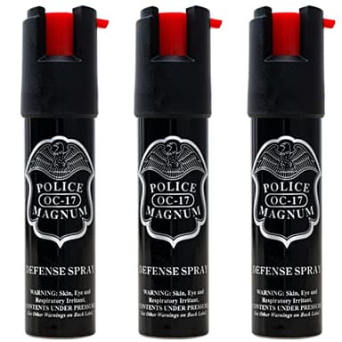 Police Magnum Compact Pepper Spray for Personal Safety - Maximum Heat Strength OC - Small, Discreet Carry Canister - Made in The USA-3 Pack 3/4oz TL