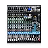 Flygrow 16 Channel Audio Mixer Professional Bluetooth DJ Mixer USB Interface Sound Board Mixer Console Digital MP3 Computer Input 48V Phantom Power Stereo DJ Studio Streaming 24-Bit SPX Effects