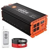 4000 Watt Power Inverter 12V DC to 110V/120V AC Converter Peak Power 8000W Car Inverter with LCD Display 4 AC Outlets, 2 USB & Type-C Port for RV,Truck,Off-Grid Solar System with Remote Controller