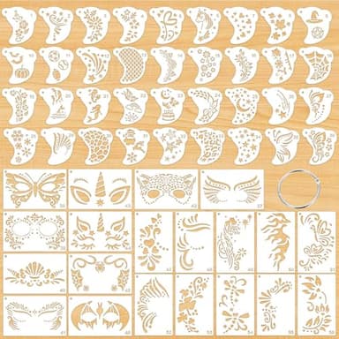 56 Pieces Face Paint Stencils, Reusable Halloween Body Facial Painting Templates, Facepaint for Makeup Halloween Party Art Painting