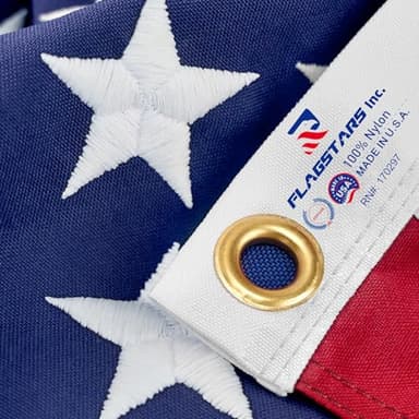 American Flag Durable Nylon 3x5 Ft Outdoor Heavy Duty, Made in USA American Flags ,Longest Lasting Non Fading American Flags for Outside 3x5,Waterproof Embroidered American Flag, All Weather US Flags Use Outdoor High Wind,Tear Proof America Flag Sewn Stripes and Embroidered Stars