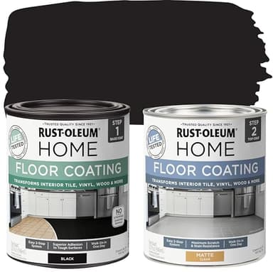 Rust-Oleum 367597 Home Interior Floor Coating Kit, Matte Black 1 Quarts (Pack of 2)
