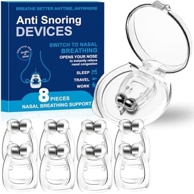 Nasal Dilators for Sleeping,Anti Nose Clip to Ensure Deep Sleep, Snoring Nose Clip Nose Magnet for Breathing Strip, Effective Anti Snoring Devices(White & 8PCS)
